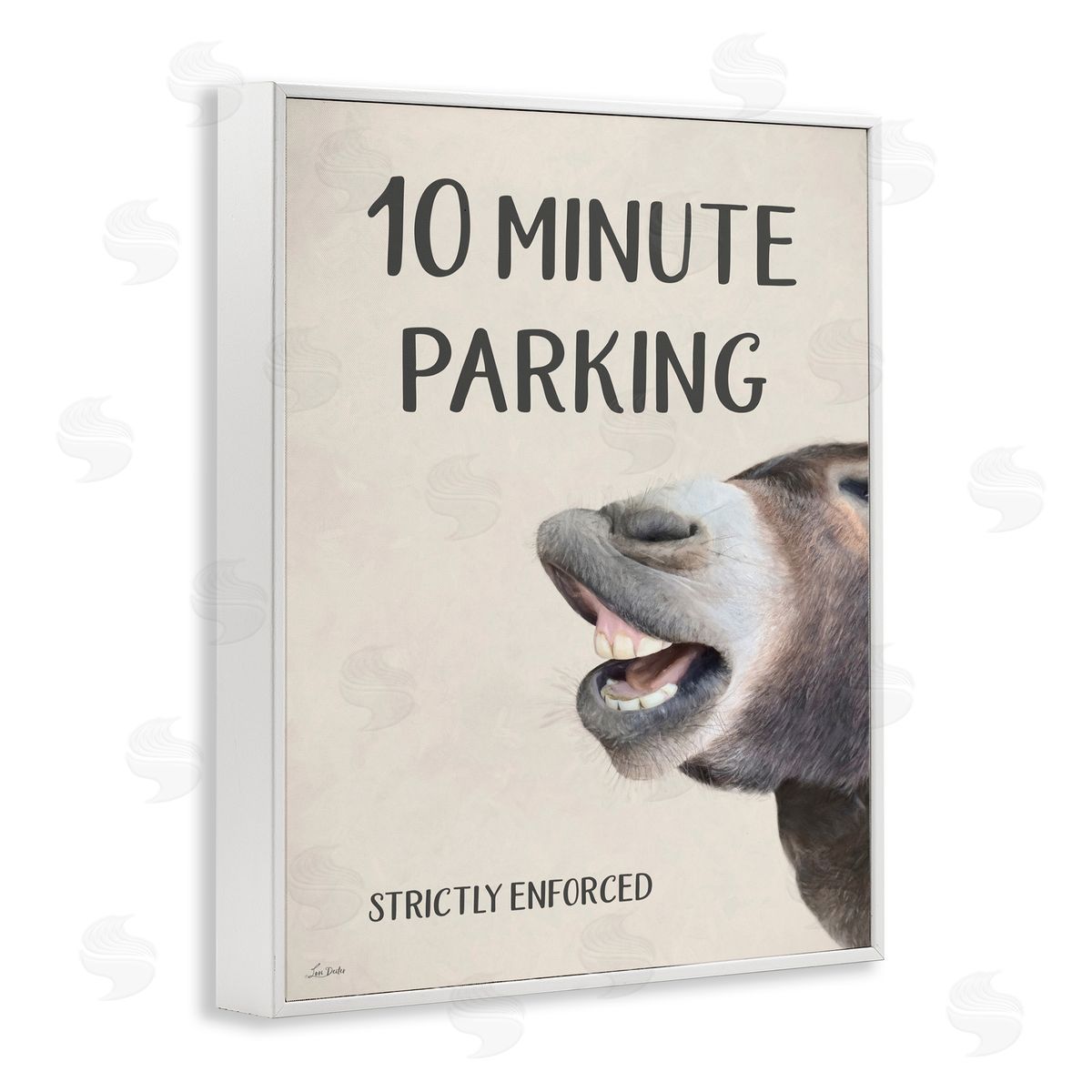 Lori Deiter 10 Minute Parking Donkey White Framed Giclee Wall Art Print