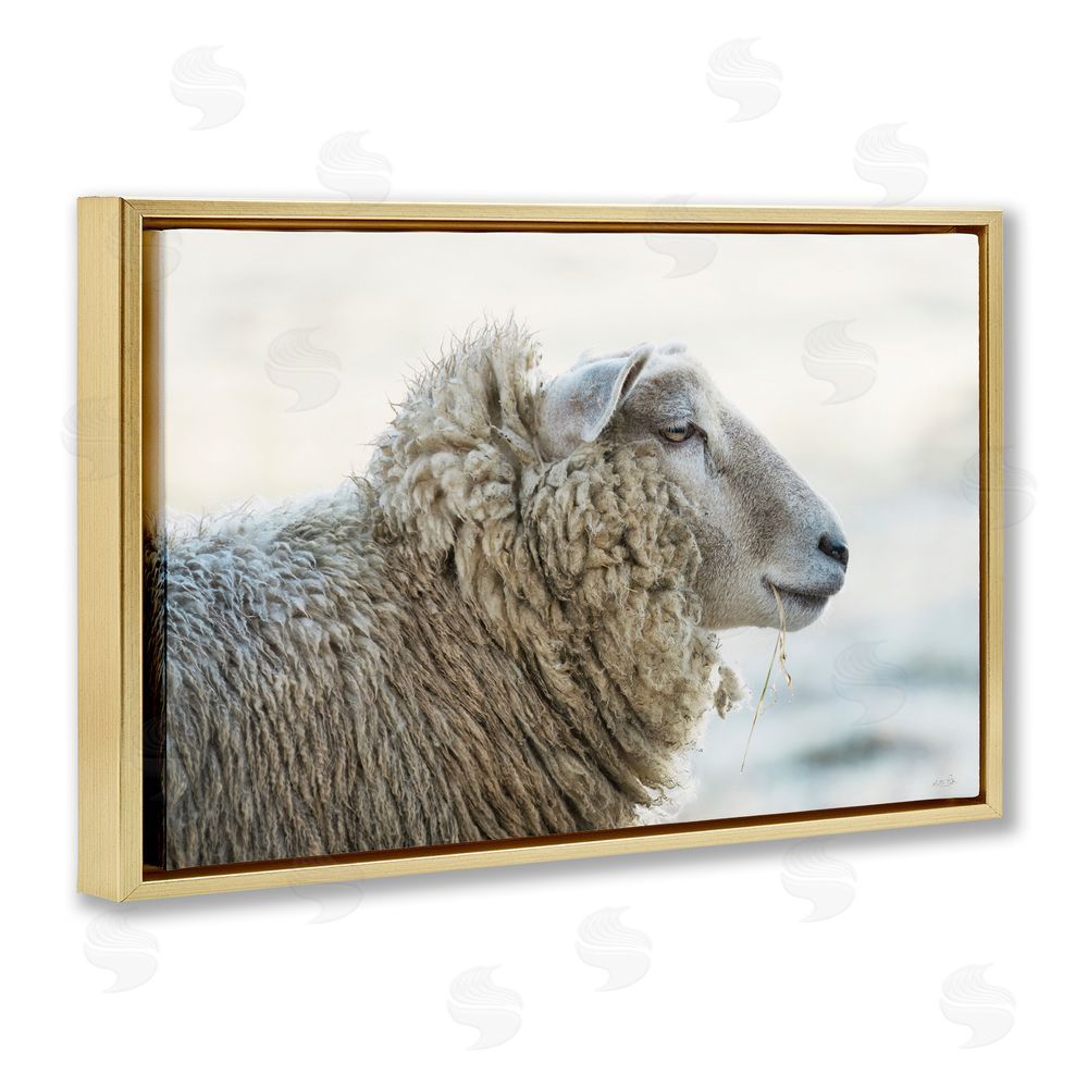 Martin Podt Deep Thoughts Sheep Portrait Gold Floating Frame Canvas Wall Art Print