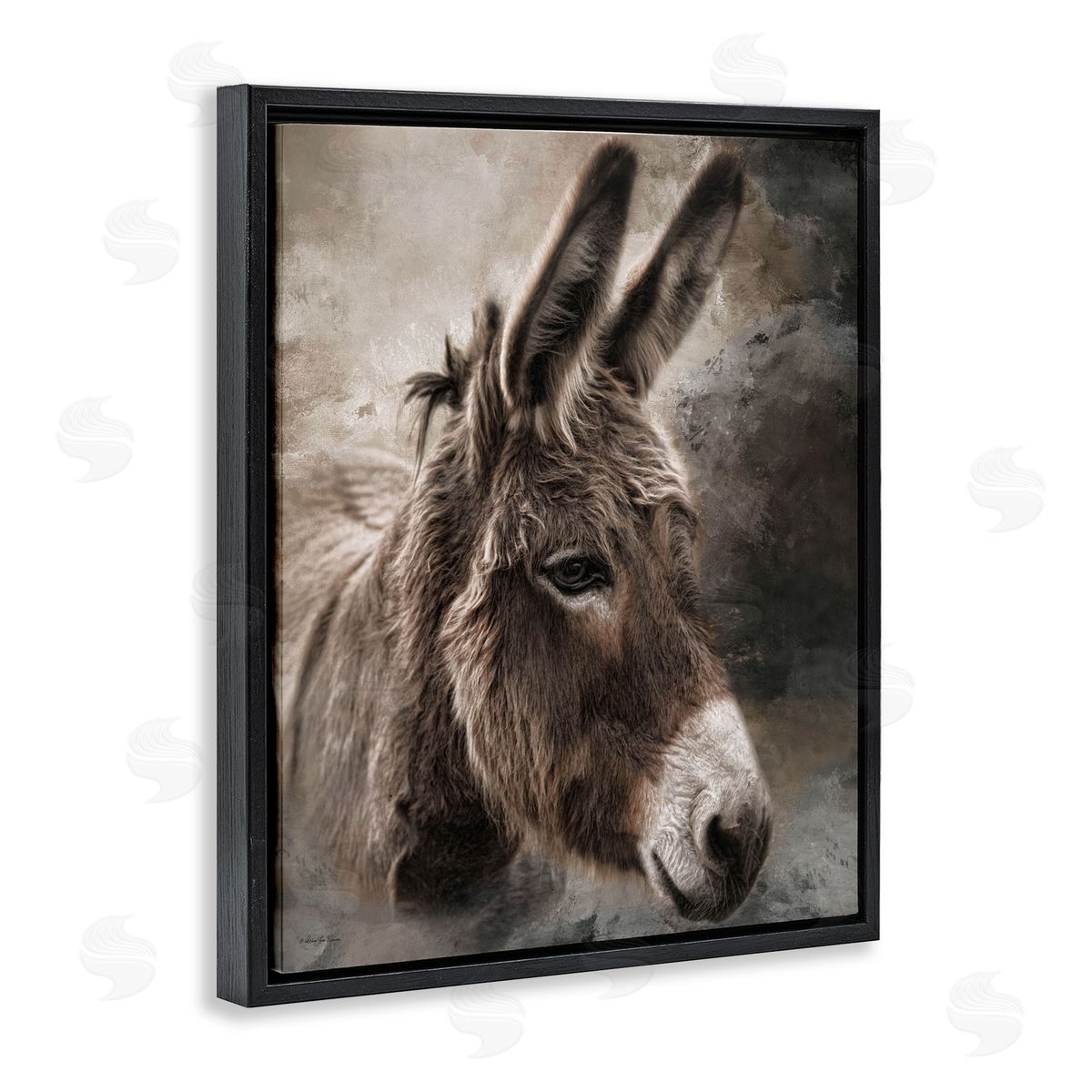 Robin-Lee Viera All Ears Donkey Black Floating Frame Canvas Wall Art Print