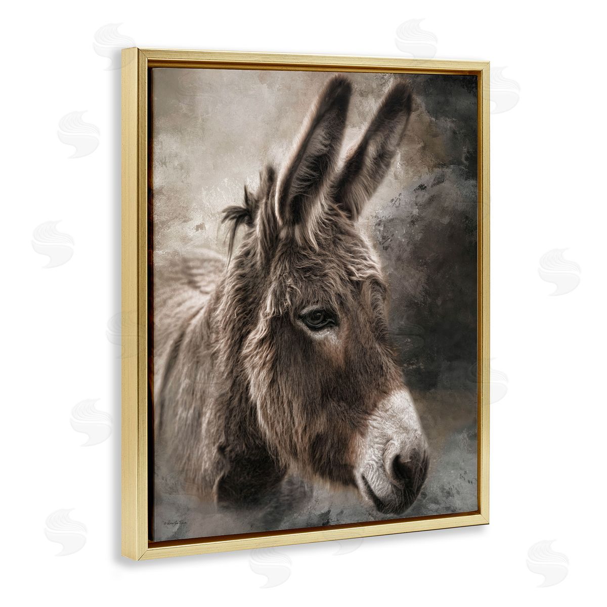 Robin-Lee Viera All Ears Donkey Gold Floating Frame Canvas Wall Art Print