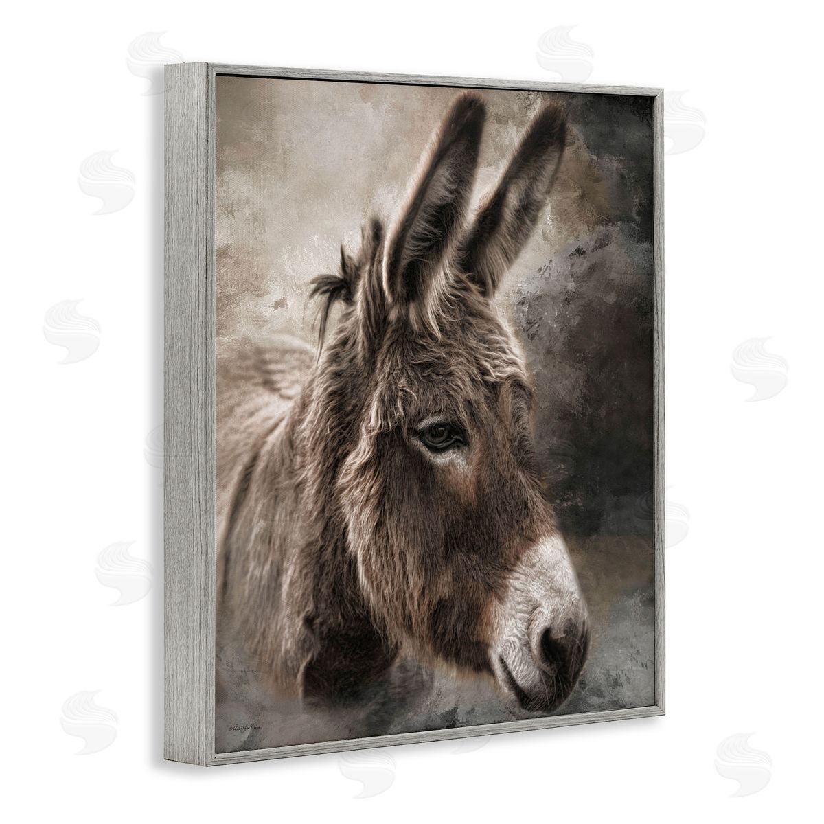 Robin-Lee Viera All Ears Donkey Gray Framed Giclee Wall Art Print