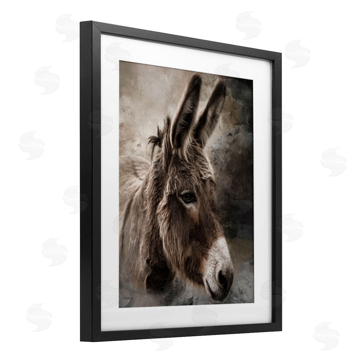 Robin-Lee Viera All Ears Donkey Black Framed Print Under Glass with White Mat Wall Art