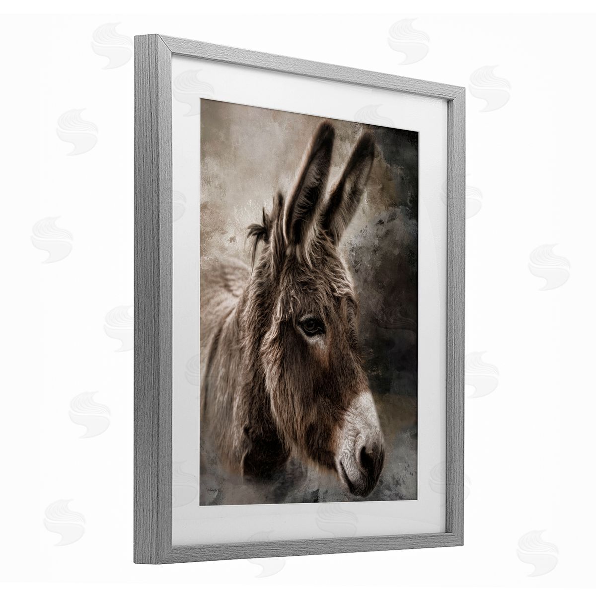 Robin-Lee Viera All Ears Donkey Gray Framed Print Under Glass with White Mat Wall Art