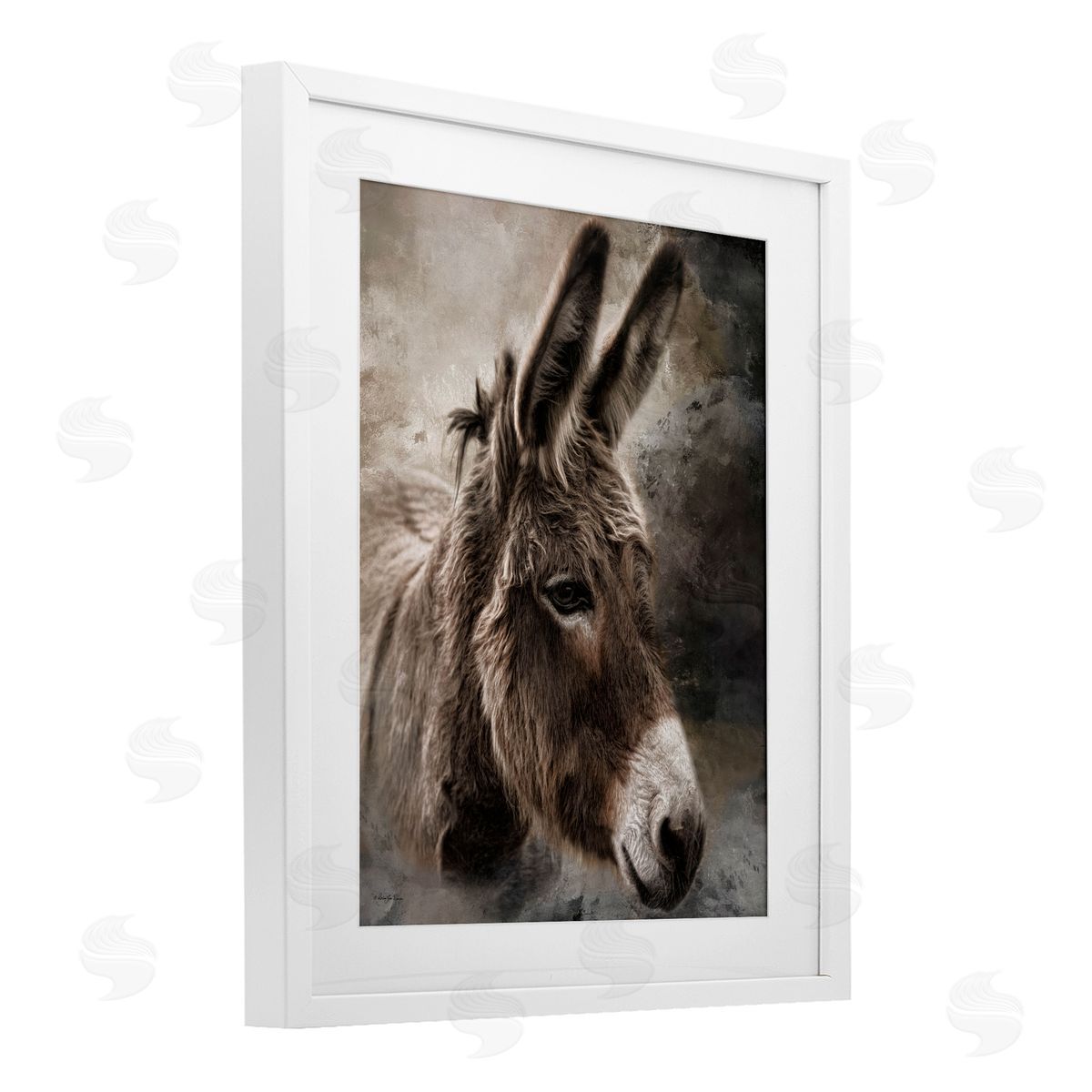 Robin-Lee Viera All Ears Donkey White Framed Print Under Glass with Mat Wall Art