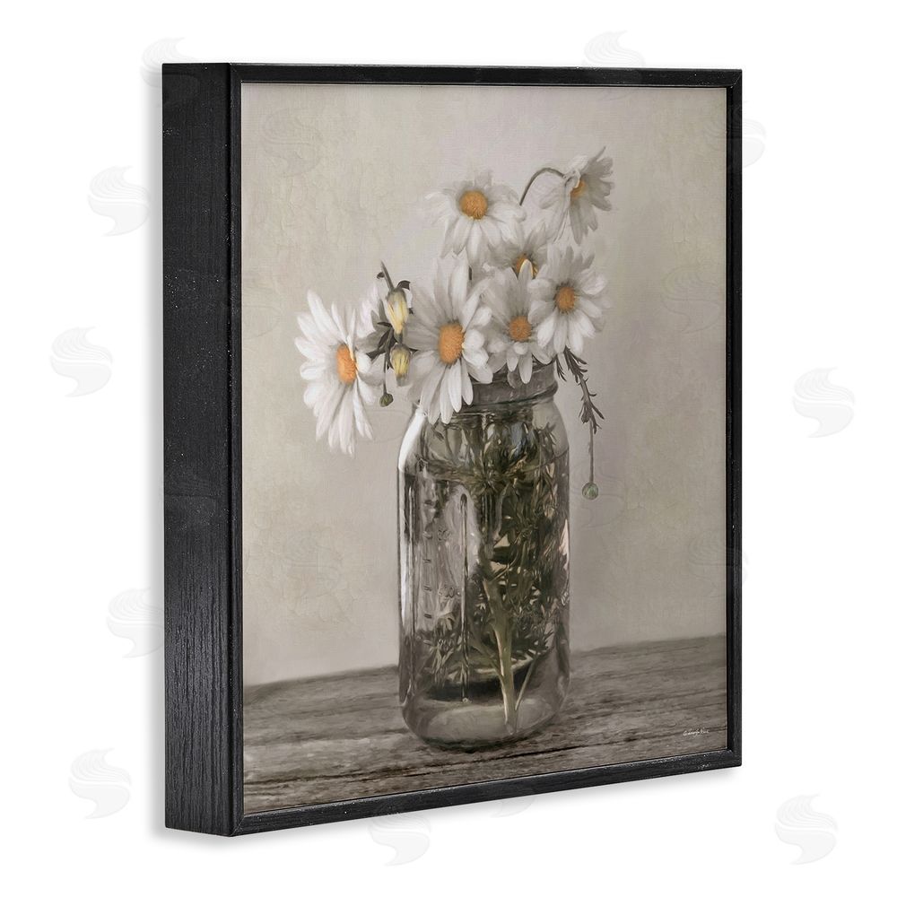 Robin-Lee Viera Joy In A Jar Daisies Black Framed Giclee Wall Art Print