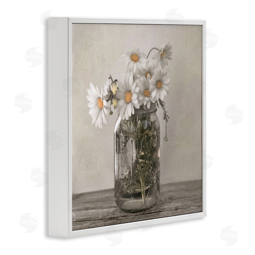 Robin-Lee Viera Joy In A Jar Daisies White Framed Giclee Wall Art Print