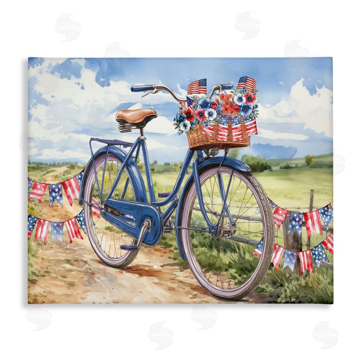 Nicole DeCamp Patriotic Bike & Banners Canvas Wall Art Print