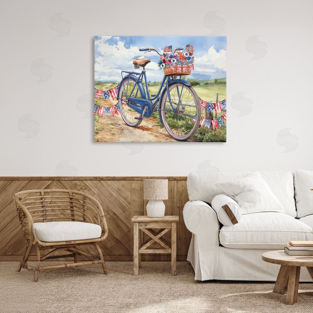 Nicole DeCamp Patriotic Bike & Banners Canvas Art on Wall
