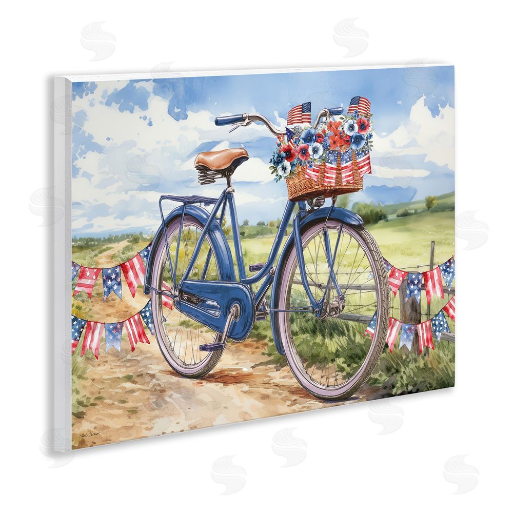 Nicole DeCamp Patriotic Bike & Banners Wall Plaque Art Print