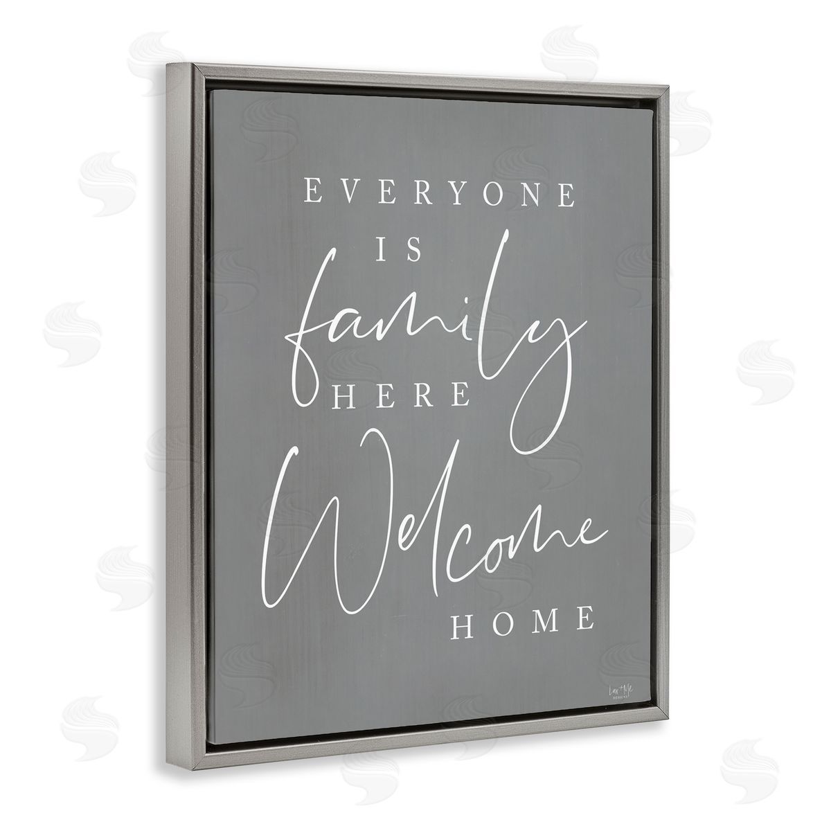 Lux + Me Designs Everyone is Family Here Gray Floating Frame Canvas Wall Art Print