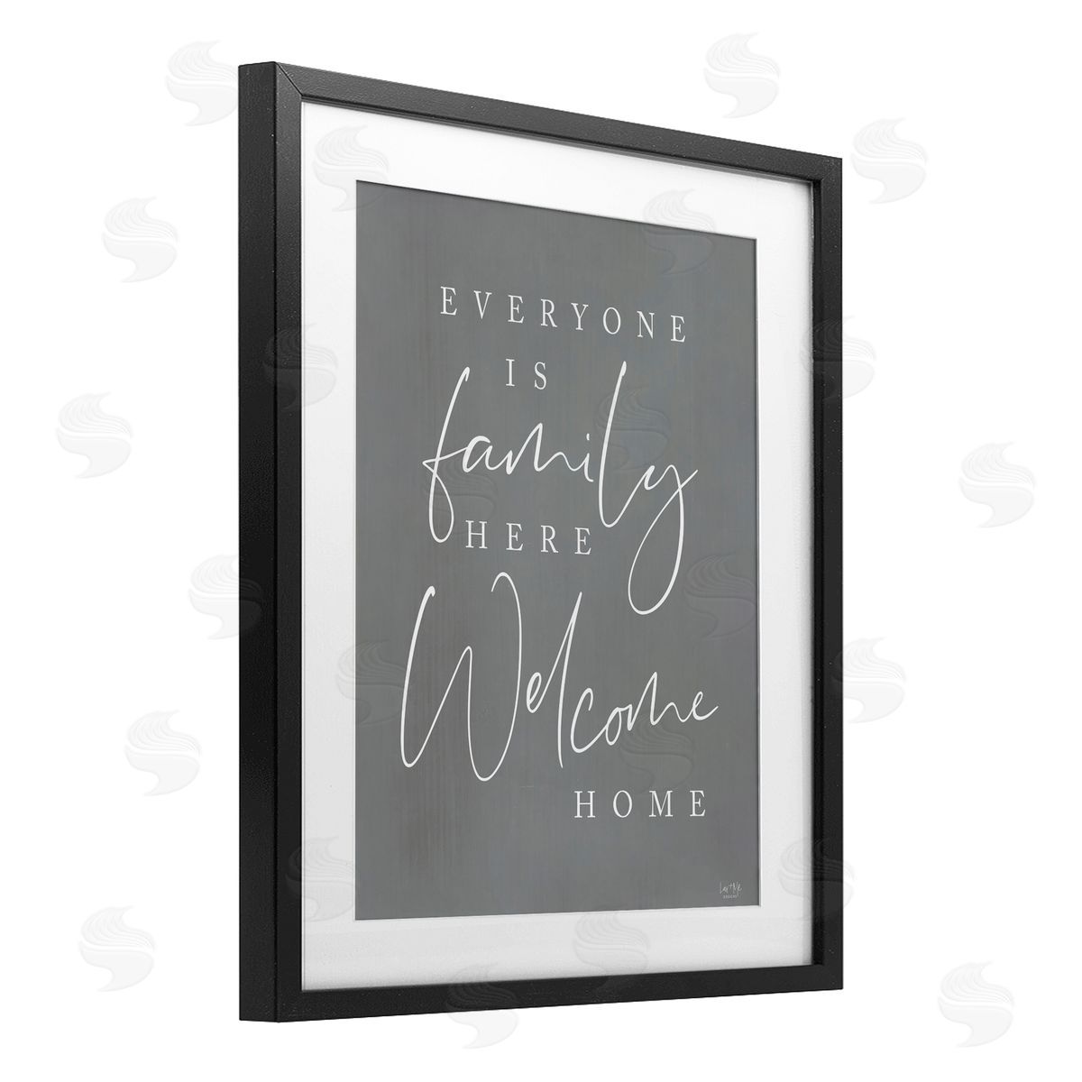 Lux + Me Designs Everyone is Family Here Black Framed Print Under Glass with White Mat Wall Art