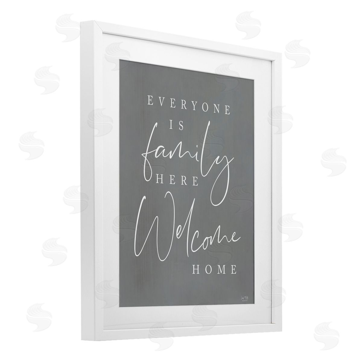 Lux + Me Designs Everyone is Family Here White Framed Print Under Glass with Mat Wall Art