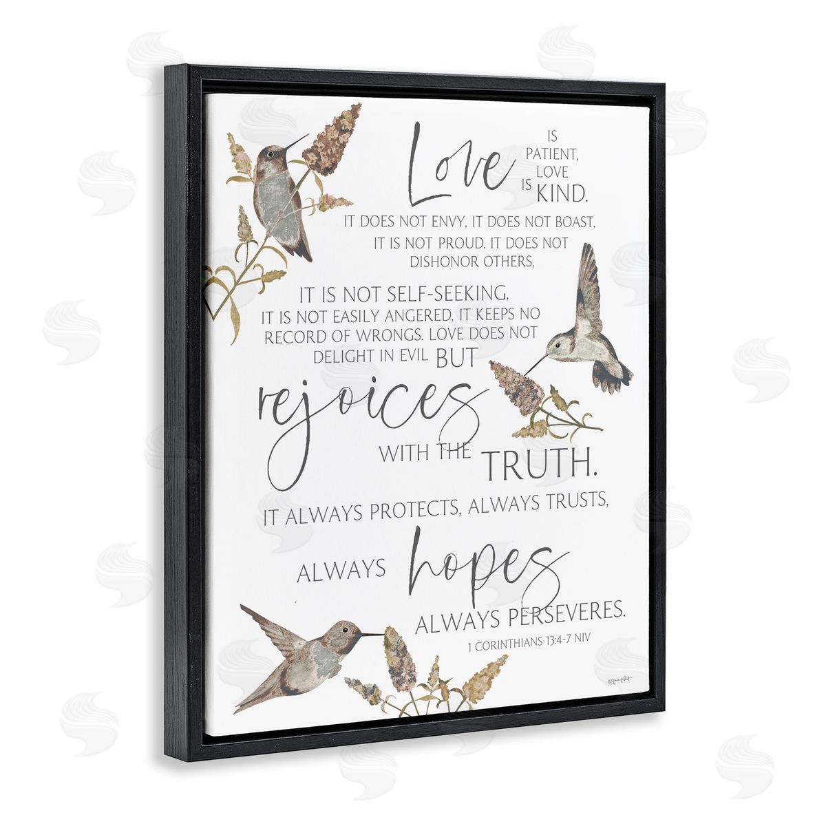 Annie LaPoint Love Is Patient Inspirational Black Floating Frame Canvas Wall Art Print
