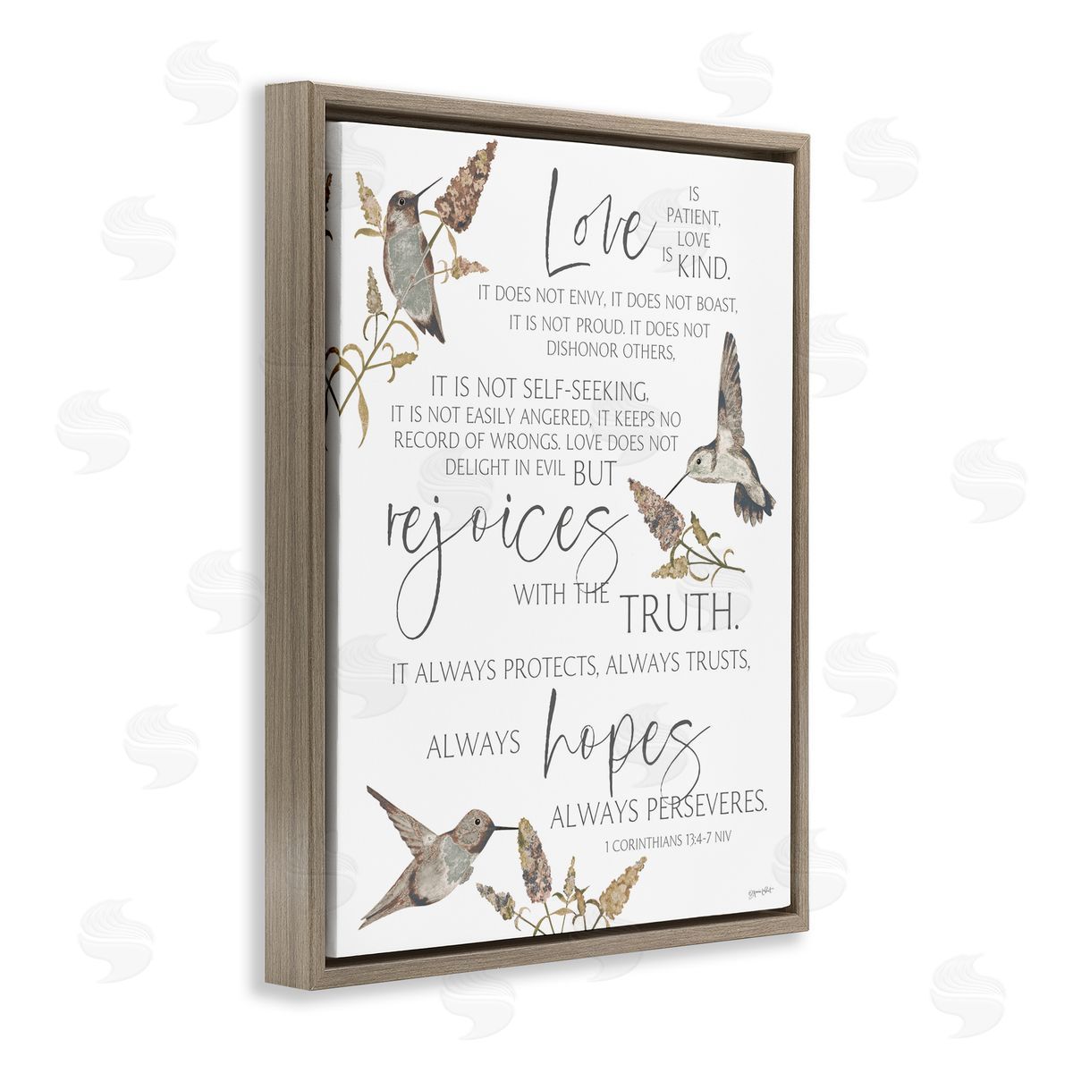 Annie LaPoint Love Is Patient Inspirational Brown Floating Frame Canvas Wall Art Print