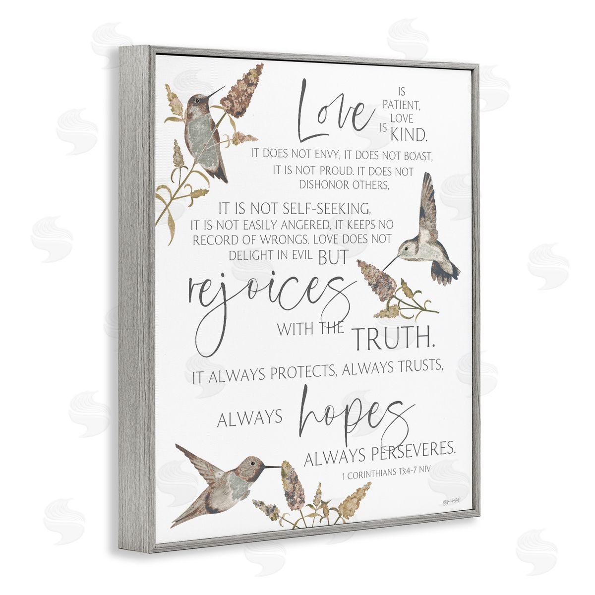 Annie LaPoint Love Is Patient Inspirational Gray Framed Giclee Wall Art Print