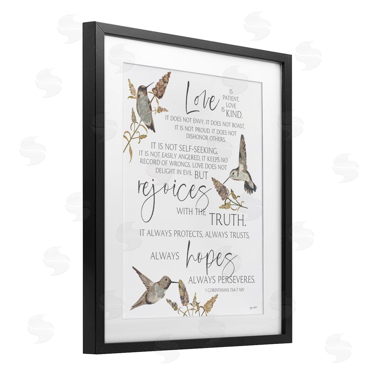 Annie LaPoint Love Is Patient Inspirational Black Framed Print Under Glass with White Mat Wall Art