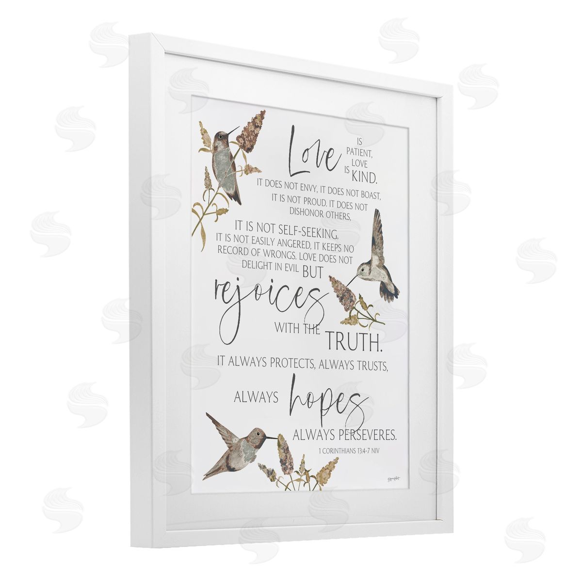 Annie LaPoint Love Is Patient Inspirational White Framed Print Under Glass with Mat Wall Art