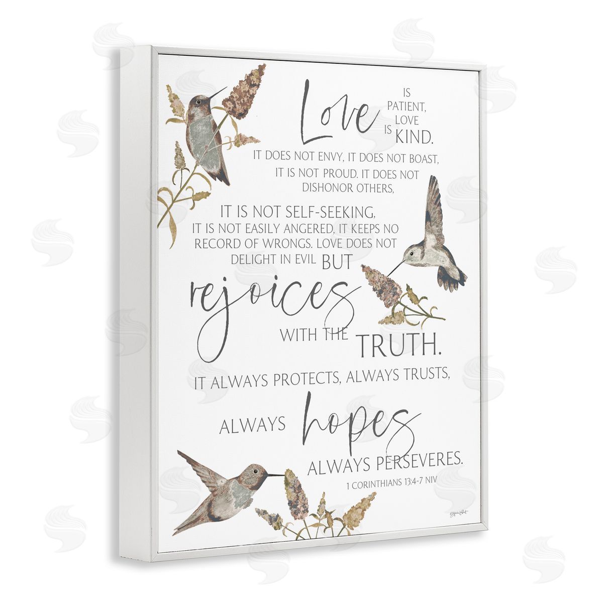 Annie LaPoint Love Is Patient Inspirational White Framed Giclee Wall Art Print