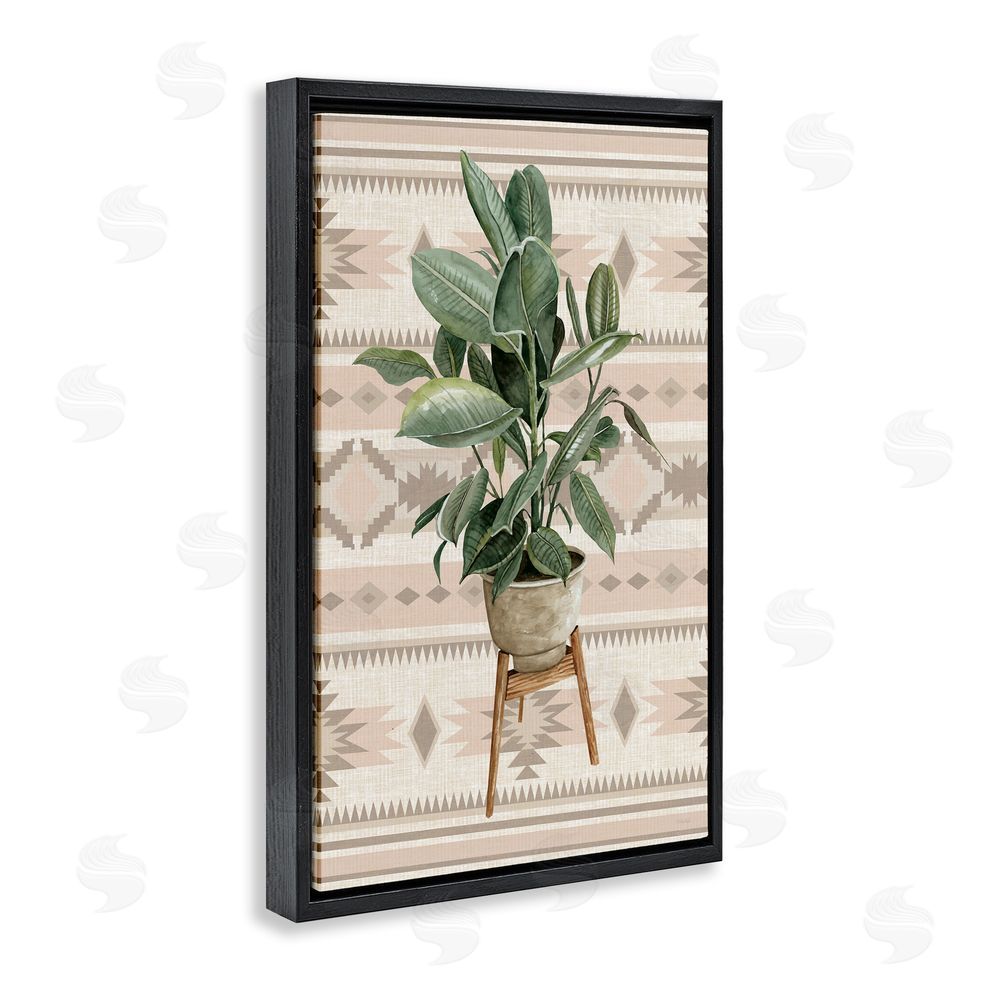 Cindy Jacobs Aztec Planter Lush Plant Black Floating Frame Canvas Wall Art Print