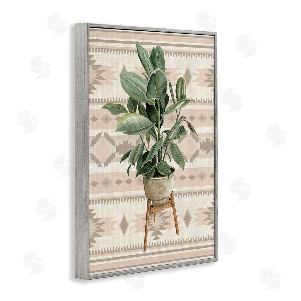Cindy Jacobs Aztec Planter Lush Plant Gray Framed Giclee Wall Art Print