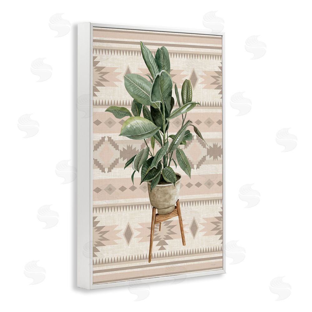Cindy Jacobs Aztec Planter Lush Plant White Framed Giclee Wall Art Print