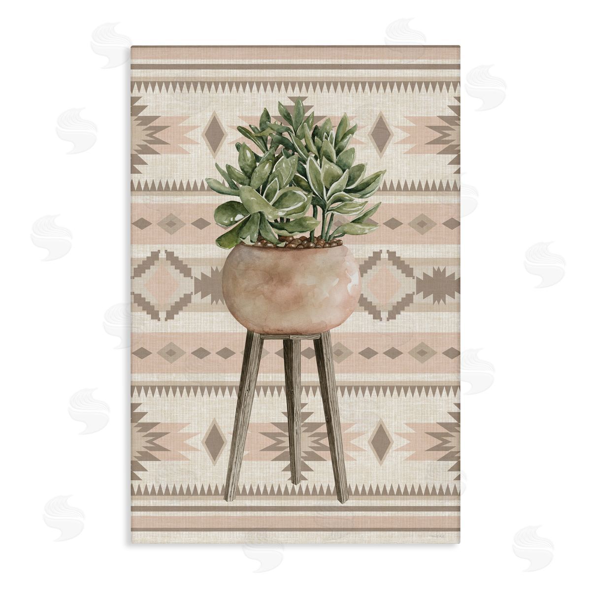 Cindy Jacobs Aztec Planter Green Plant Canvas Wall Art Print