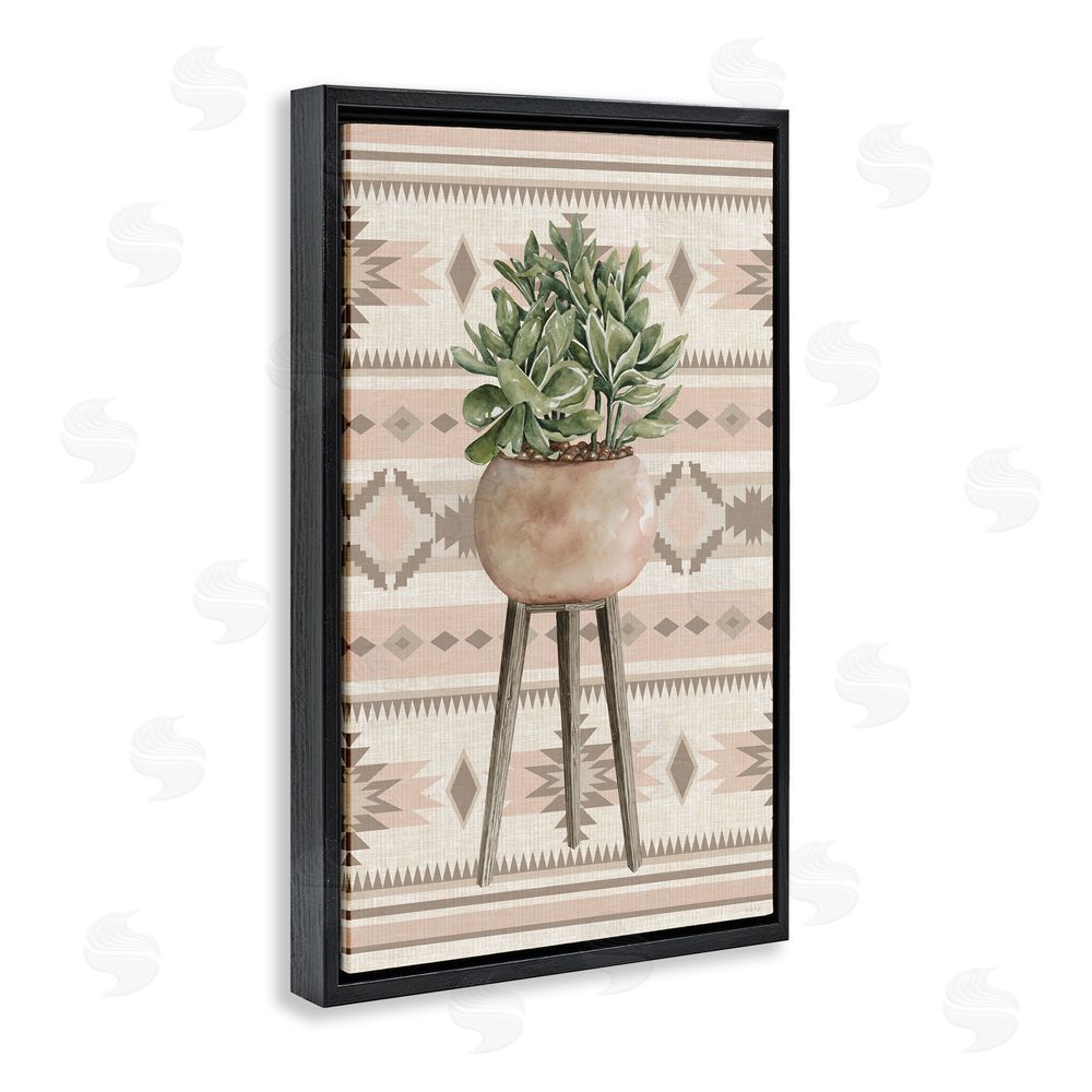 Cindy Jacobs Aztec Planter Green Plant Black Floating Frame Canvas Wall Art Print