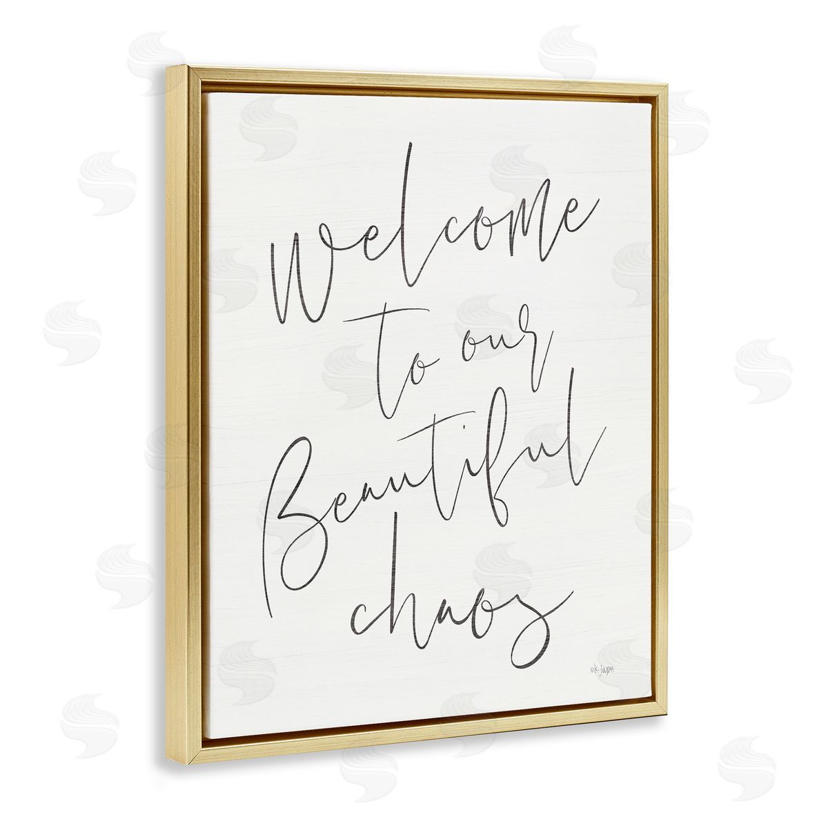 Jaxn Blvd. Welcome to Beautiful Chaos Gold Floating Frame Canvas Wall Art Print