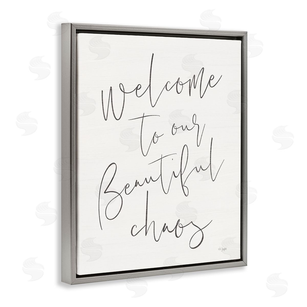 Jaxn Blvd. Welcome to Beautiful Chaos Gray Floating Frame Canvas Wall Art Print