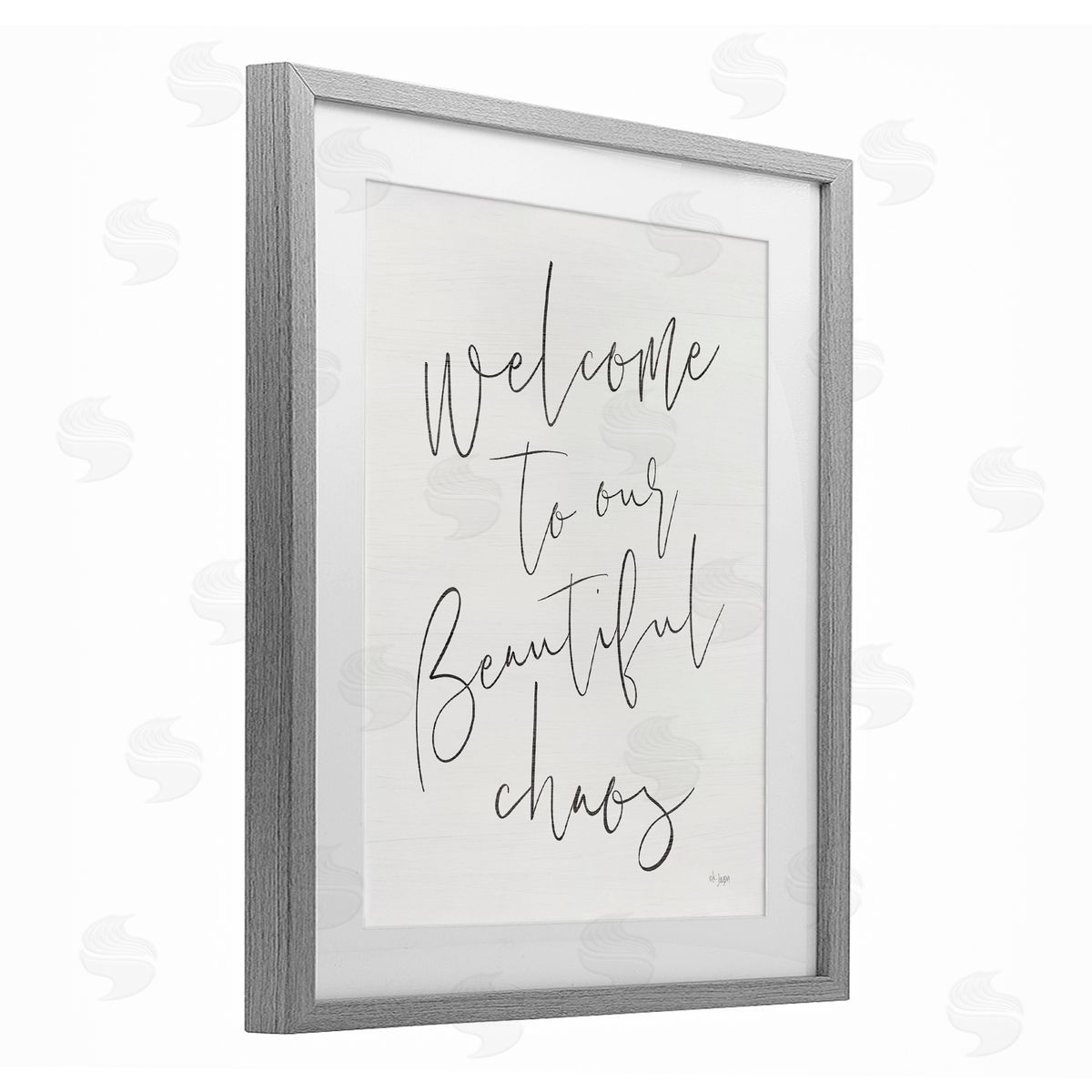 Jaxn Blvd. Welcome to Beautiful Chaos Gray Framed Print Under Glass with White Mat Wall Art