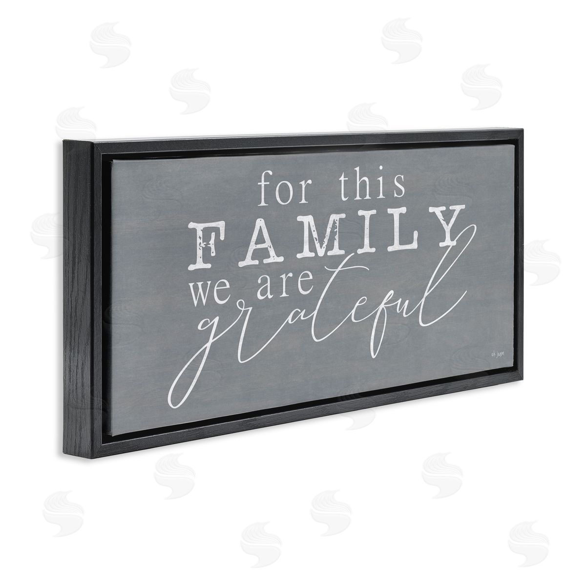 Jaxn Blvd. Family We Are Grateful Black Floating Frame Canvas Wall Art Print