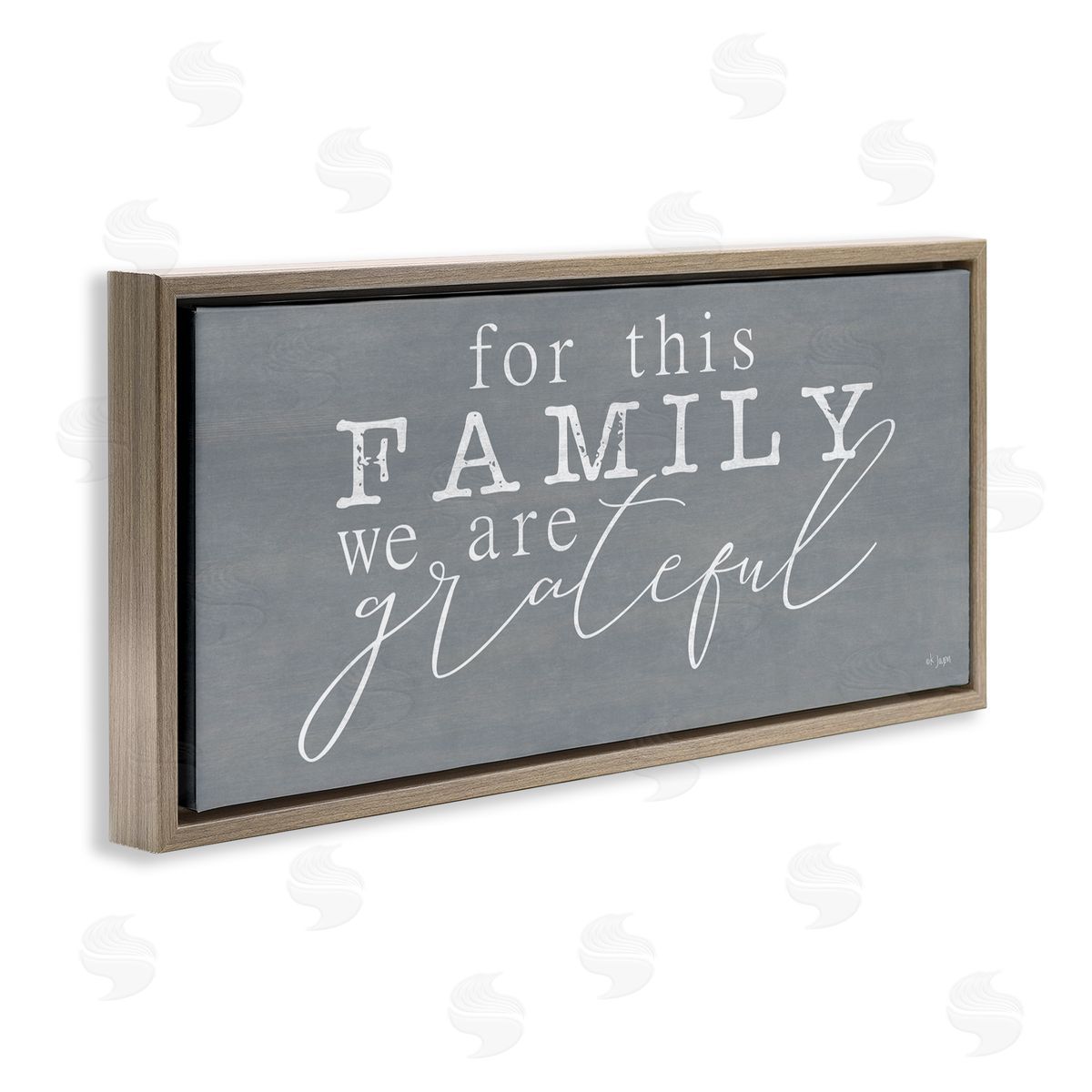 Jaxn Blvd. Family We Are Grateful Brown Floating Frame Canvas Wall Art Print