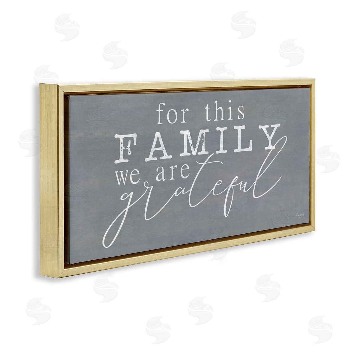 Jaxn Blvd. Family We Are Grateful Gold Floating Frame Canvas Wall Art Print
