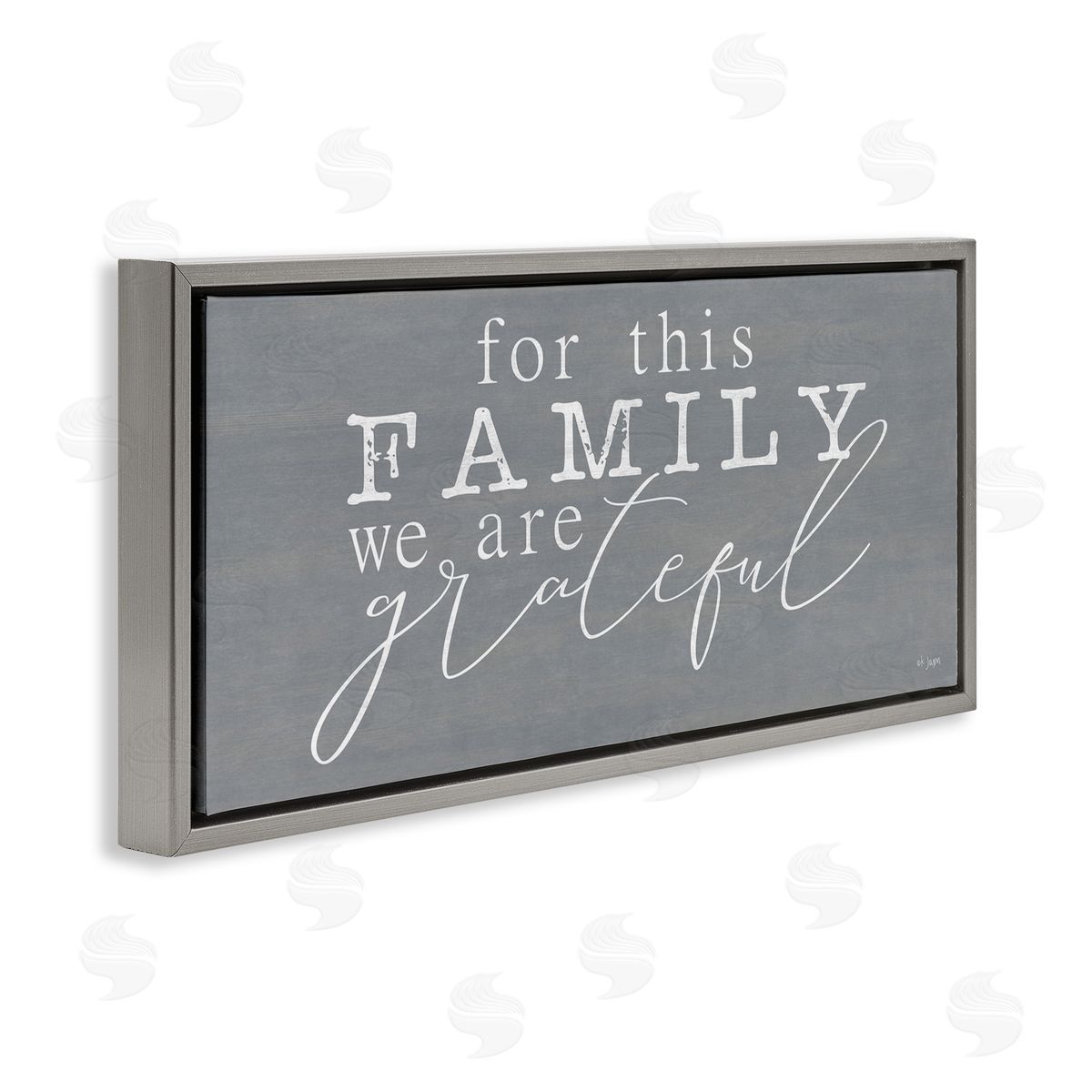 Jaxn Blvd. Family We Are Grateful Gray Floating Frame Canvas Wall Art Print