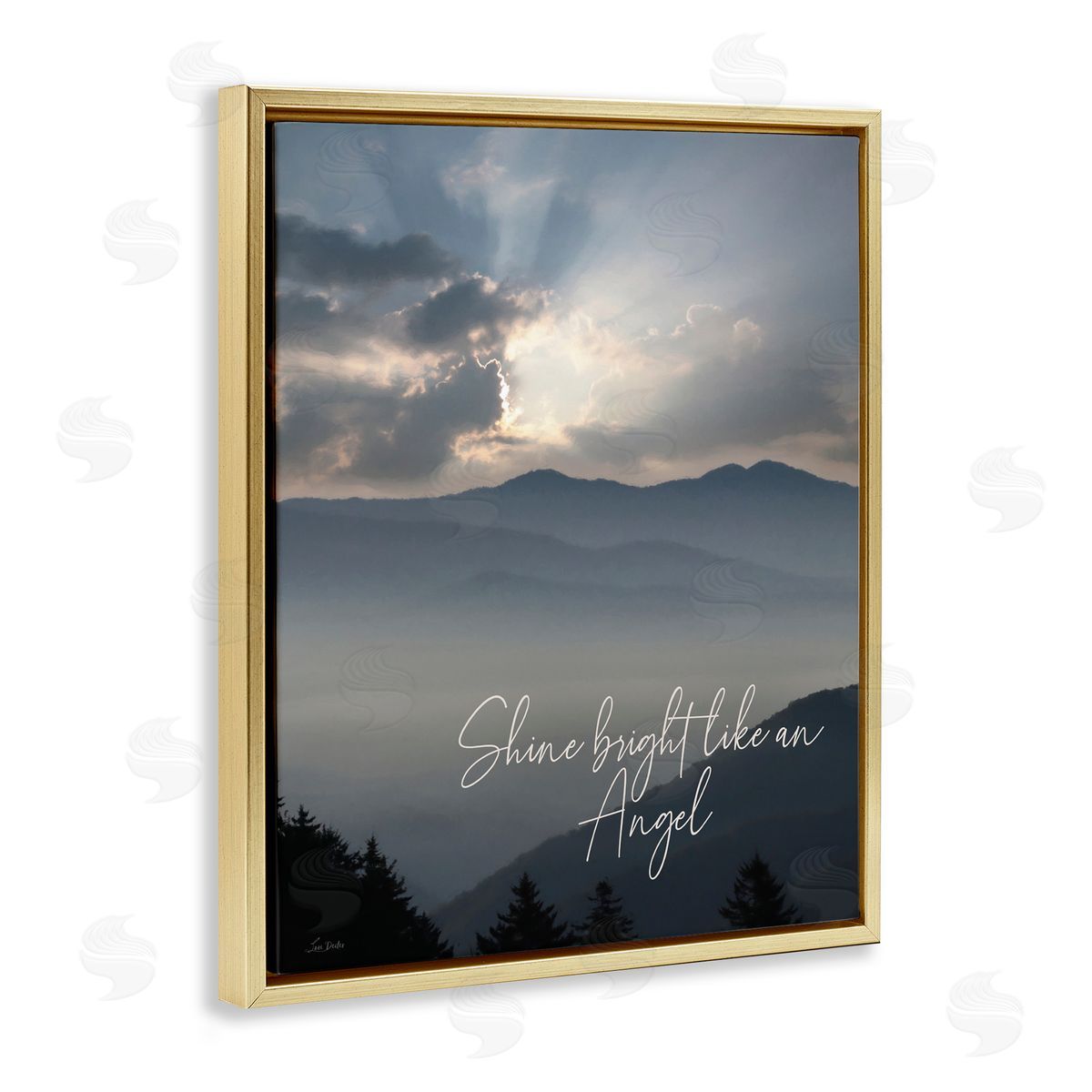 Lori Deiter Shine Bright Mountain Landscape Gold Floating Frame Canvas Wall Art Print
