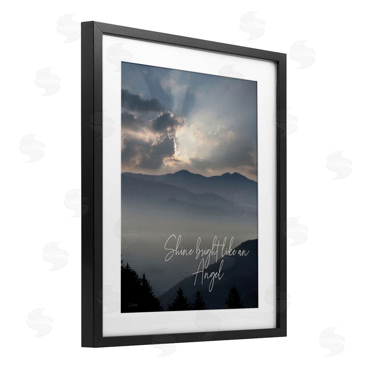 Lori Deiter Shine Bright Mountain Landscape Black Framed Print Under Glass with White Mat Wall Art