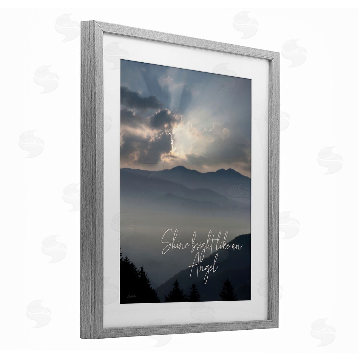 Lori Deiter Shine Bright Mountain Landscape Gray Framed Print Under Glass with White Mat Wall Art
