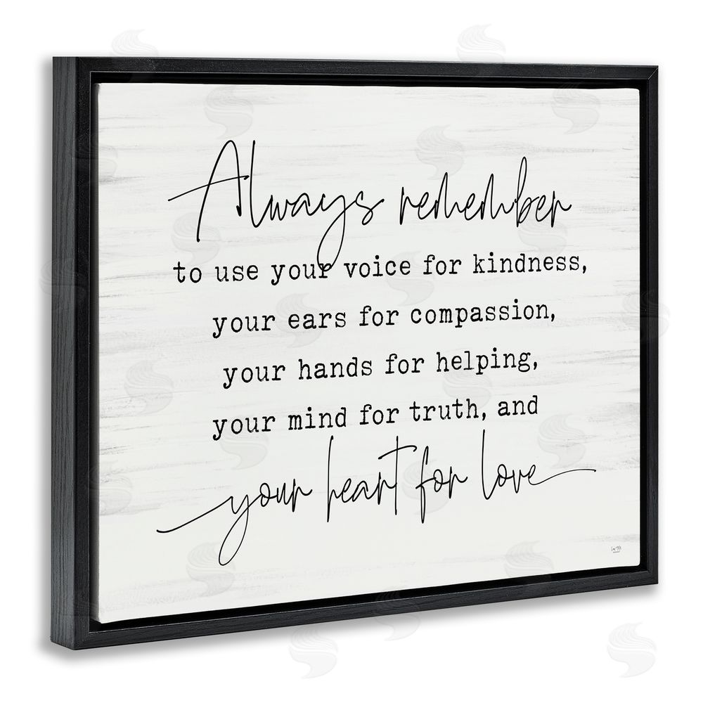 Lux + Me Designs Always Remember Heart For Love Black Floating Frame Canvas Wall Art Print