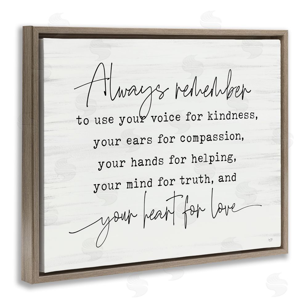 Lux + Me Designs Always Remember Heart For Love Brown Floating Frame Canvas Wall Art Print
