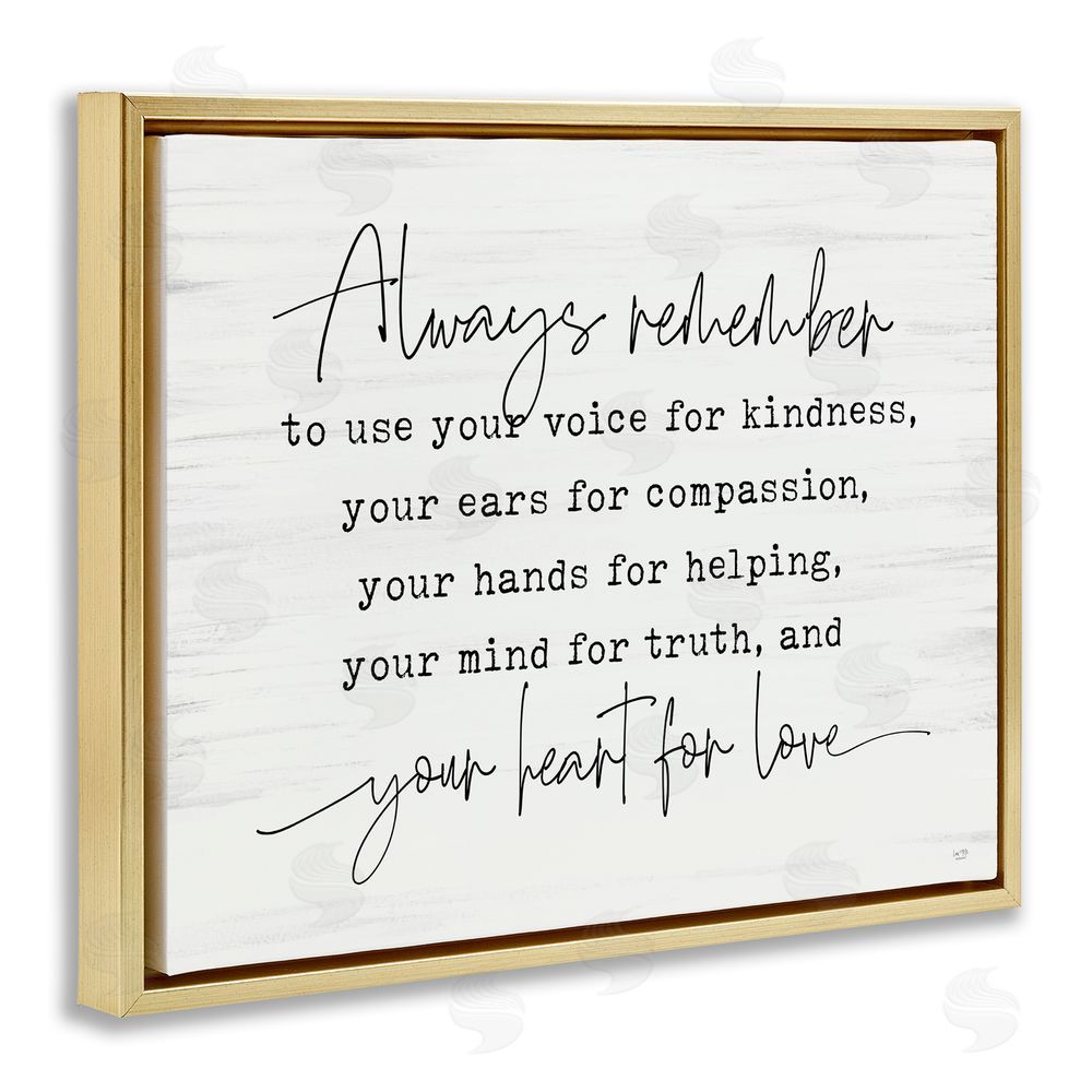 Lux + Me Designs Always Remember Heart For Love Gold Floating Frame Canvas Wall Art Print