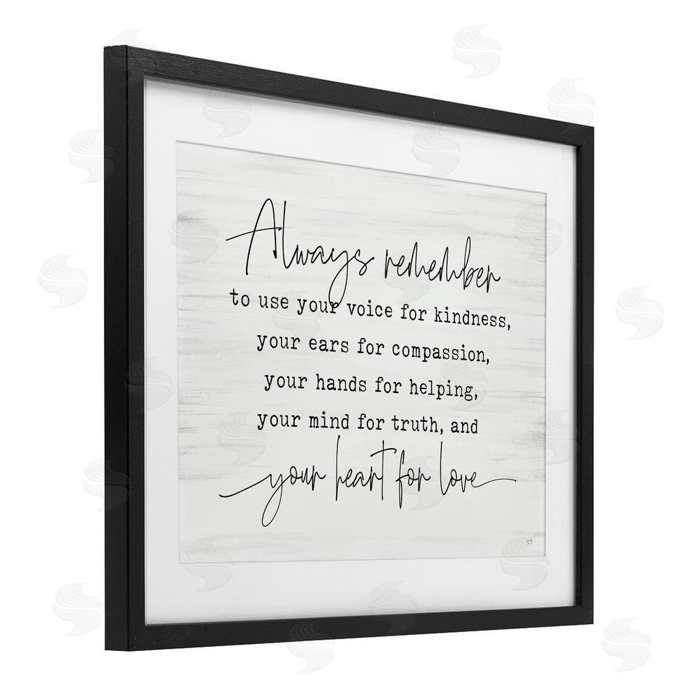 Lux + Me Designs Always Remember Heart For Love Black Framed Print Under Glass with White Mat Wall Art