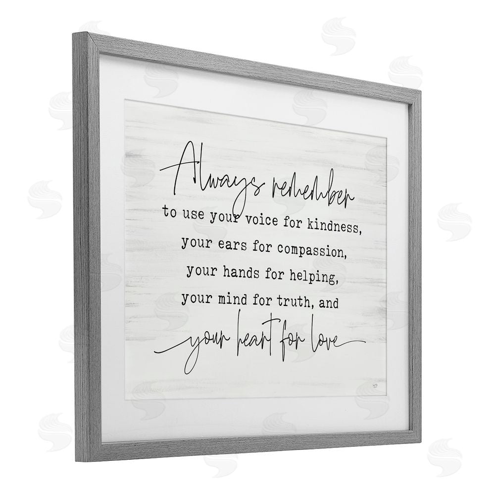 Lux + Me Designs Always Remember Heart For Love Gray Framed Print Under Glass with White Mat Wall Art
