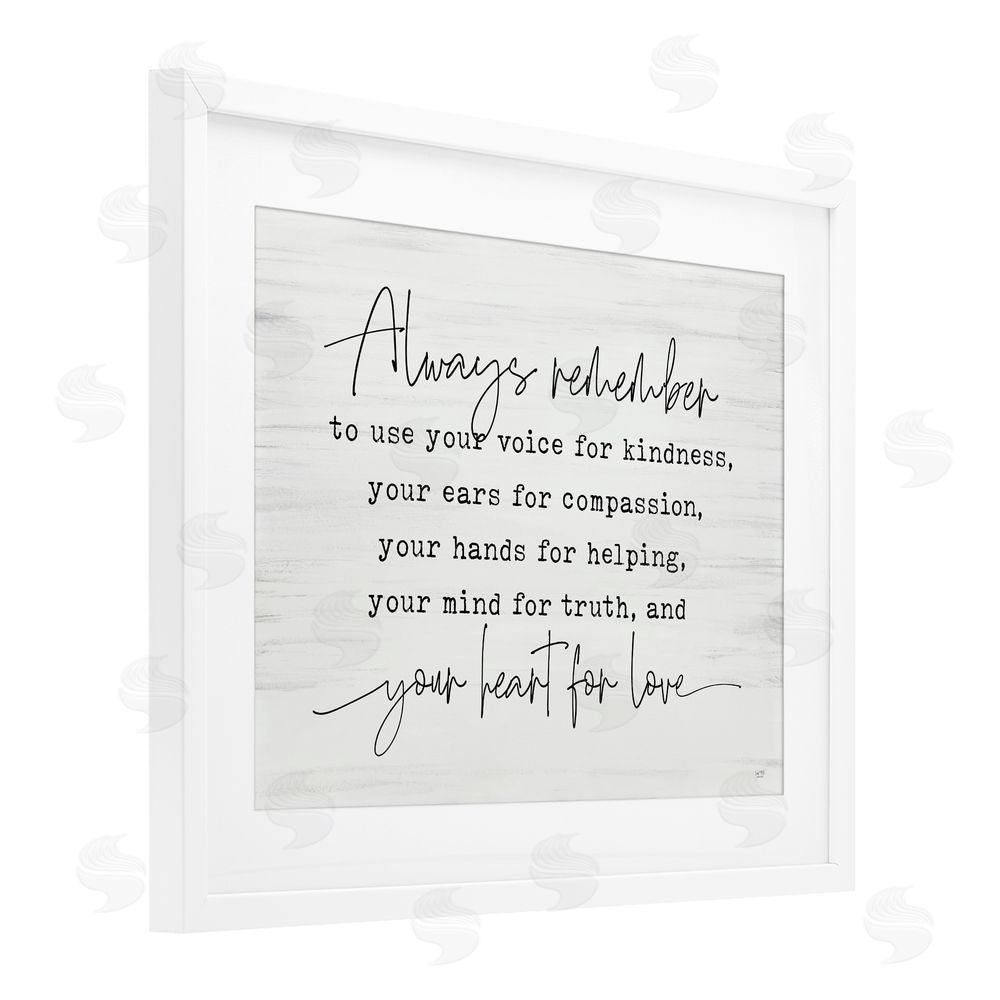 Lux + Me Designs Always Remember Heart For Love White Framed Print Under Glass with Mat Wall Art