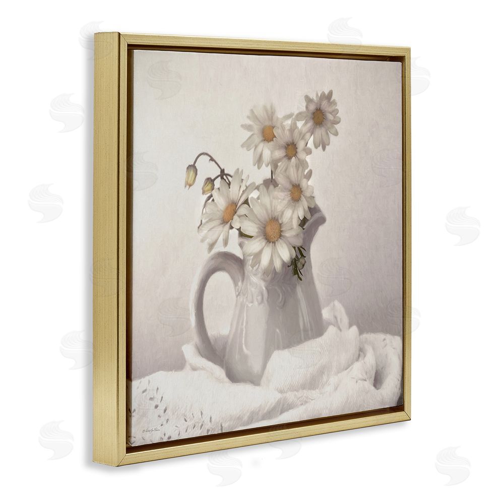 Robin-Lee Viera Simple Pleasures Daisy Vase Gold Floating Frame Canvas Wall Art Print