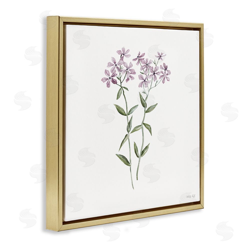 Cindy Jacobs Purple Phlox Botanical Gold Floating Frame Canvas Wall Art Print