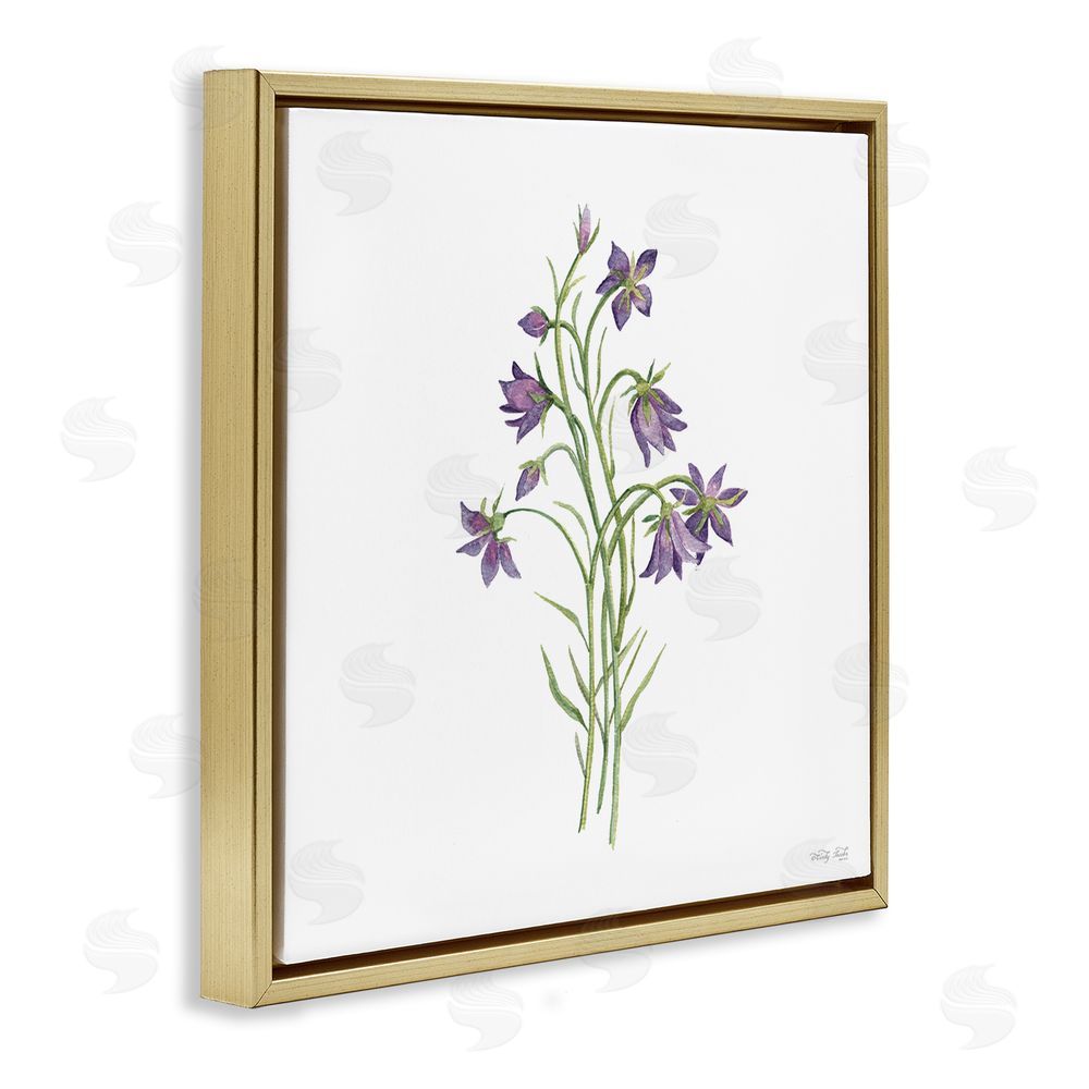 Cindy Jacobs Soft Bluebells Botanical Gold Floating Frame Canvas Wall Art Print