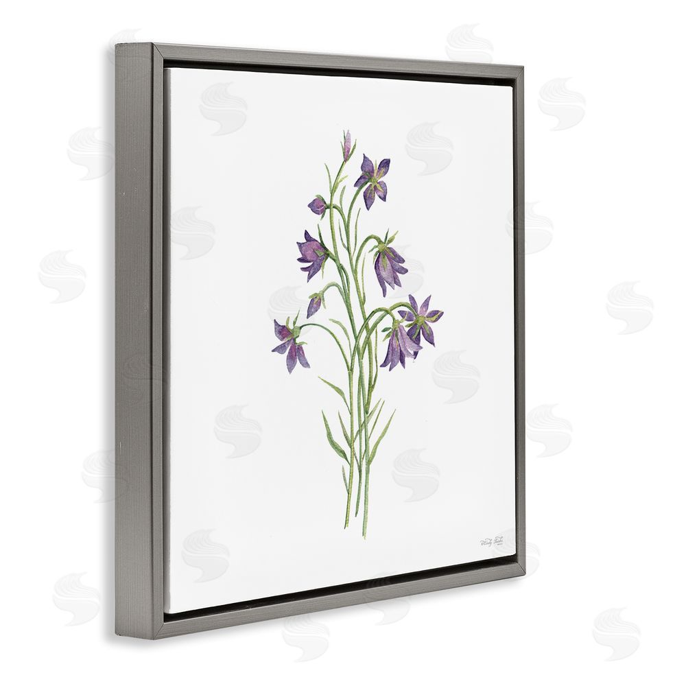 Cindy Jacobs Soft Bluebells Botanical Gray Floating Frame Canvas Wall Art Print