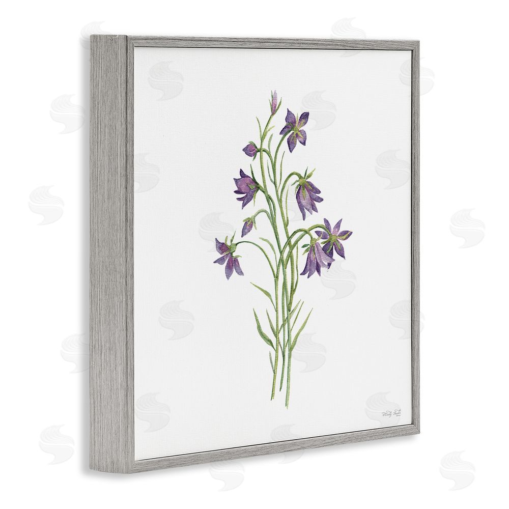 Cindy Jacobs Soft Bluebells Botanical Gray Framed Giclee Wall Art Print