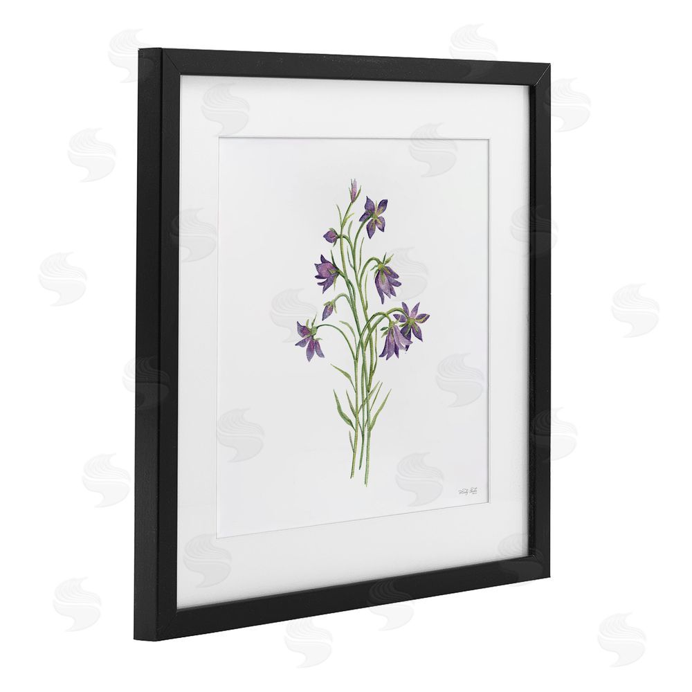 Cindy Jacobs Soft Bluebells Botanical Black Framed Print Under Glass with White Mat Wall Art