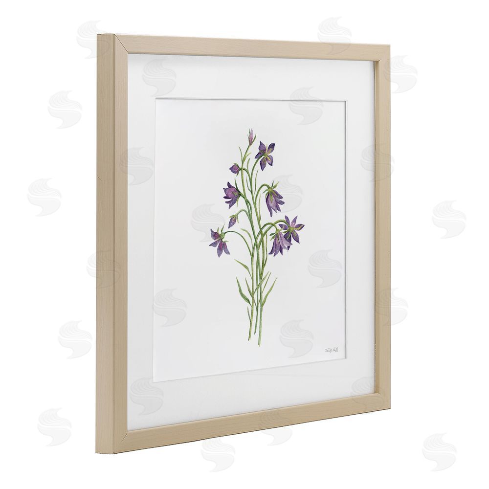Cindy Jacobs Soft Bluebells Botanical Birch Framed Print Under Glass with White Mat Wall Art